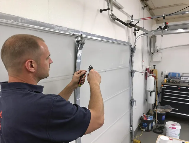 Before and after garage door dent repair by Wethersfield Garage Door Repair in Wethersfield