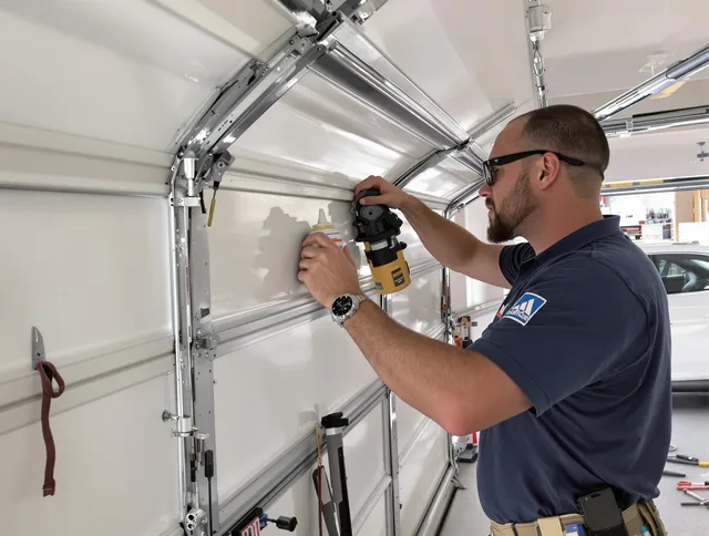 Wethersfield Garage Door Repair technician quieting a noisy garage door in Wethersfield