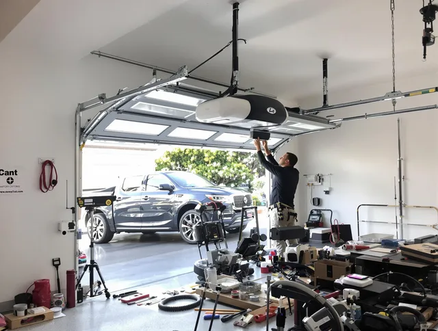 Wethersfield Garage Door Repair specialist installing smart garage door opener system in Wethersfield home