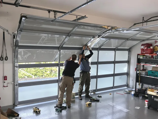 Wethersfield Garage Door Repair expert performing precise panel replacement on Wethersfield garage door